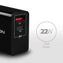 ACU-PQ22 Ładowarka sieciowa, PD & QC 22W, 2x port (USB-A + USB-C), PD3.0/QC3.0/AFC/FCP/Apple, czarna