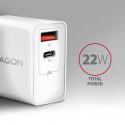 ACU-PQ22W Ładowarka sieciowa, PD & QC 22W, 2x port (USB-A + USB-C), PD3.0/QC3.0/AFC/FCP/Apple, biała