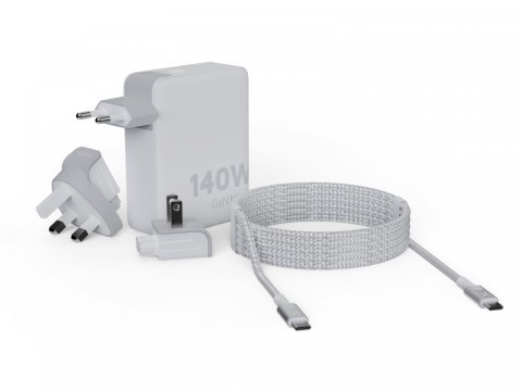 Adapter podróżny GaN Ultra 140W wtyczki EU,US,UK + kabel USB-C PD