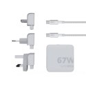 Adapter podróżny GaN Ultra 67W wtyczki EU,US,UK + kabel USB-C PD