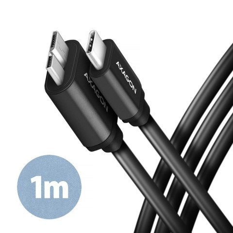 BUMM3-CM10AB Kabel Micro-B USB, USB-C 3.2 Gen 1, 1m, 3A, ALU, PVC Czarny