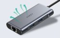 CB-C75 aluminiowy Hub USB-C | 6w1 | RJ45 Ethernet 10/100/1000Mbps | 3xUSB 3.1 | HDMI 4k@30Hz | USB-C Power Delivery 100W