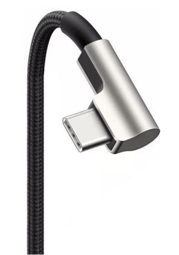 CB-CMD37 Black OEM nylonowy kabel USB C - USB C | 1m | wtyki 90 stopni | 3A | 60W PD | 20V