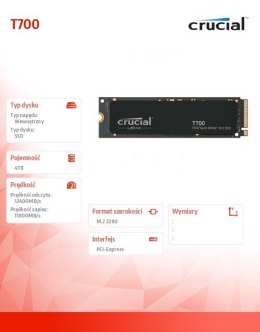 Dysk SSD T700 4TB M.2 NVMe 2280 PCIe 5.0 12400/11800