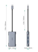 CB-C75 aluminiowy Hub USB-C | 6w1 | RJ45 Ethernet 10/100/1000Mbps | 3xUSB 3.1 | HDMI 4k@30Hz | USB-C Power Delivery 100W