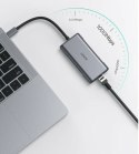 CB-C75 aluminiowy Hub USB-C | 6w1 | RJ45 Ethernet 10/100/1000Mbps | 3xUSB 3.1 | HDMI 4k@30Hz | USB-C Power Delivery 100W