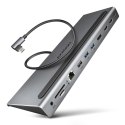 HMC-4KX3 Wieloportowy hub USB 5Gbps, 3x USB-A, 2x HDMI + DP + GLAN + SD/microSD + audio, PD 100W