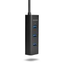 HUE-S2B Hub 4-portowy USB 3.2 Gen 1 charging hub, 30cm kabel, microUSB dodatkowe zasilanie