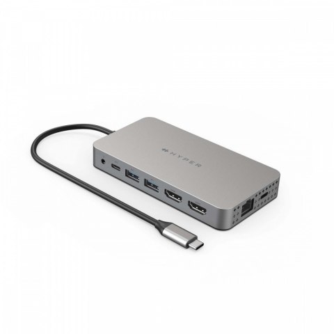 Hub Hyper HD Dual HDMI 10-in-1 2x 4K HDMI, USB-C 100W Power Delivery, Micro SD, SD, Gigabit Ethernet, AudioJack